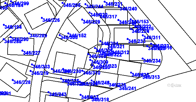 Parcela st. 346/221 v KÚ Frymburk, Katastrální mapa