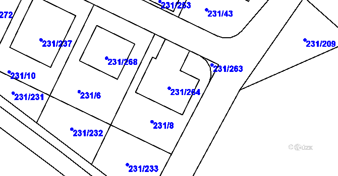 Parcela st. 231/264 v KÚ Frymburk, Katastrální mapa