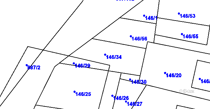 Parcela st. 146/34 v KÚ Frymburk, Katastrální mapa