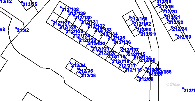 Parcela st. 212/120 v KÚ Frymburk, Katastrální mapa