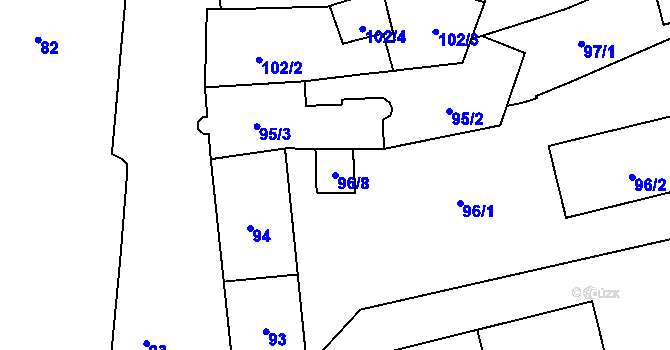Parcela st. 96/8 v KÚ Frymburk, Katastrální mapa