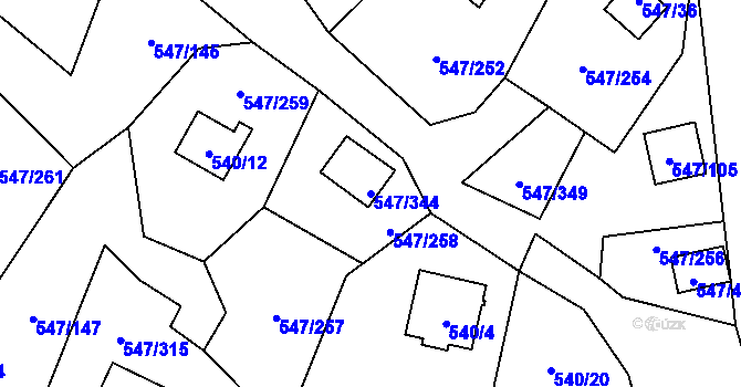 Parcela st. 547/344 v KÚ Frymburk, Katastrální mapa