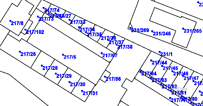 Parcela st. 217/67 v KÚ Frymburk, Katastrální mapa