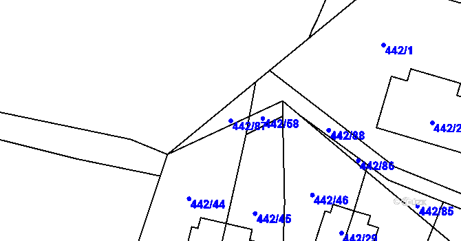 Parcela st. 442/87 v KÚ Frymburk, Katastrální mapa