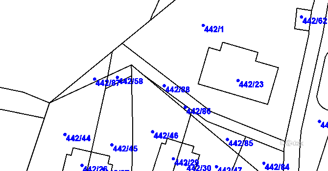 Parcela st. 442/88 v KÚ Frymburk, Katastrální mapa