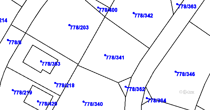 Parcela st. 778/341 v KÚ Frymburk, Katastrální mapa