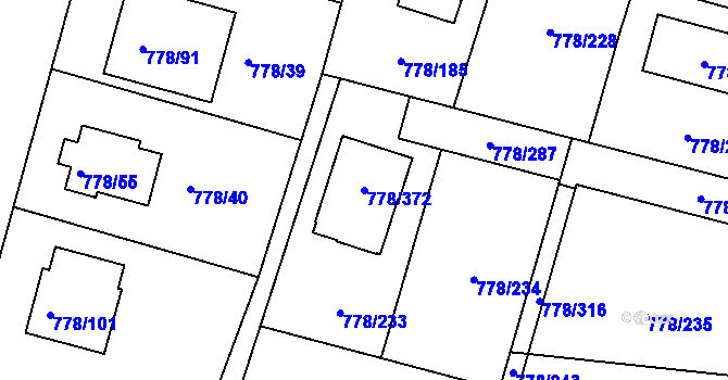 Parcela st. 778/372 v KÚ Frymburk, Katastrální mapa