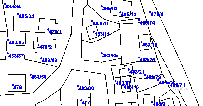 Parcela st. 483/85 v KÚ Frymburk, Katastrální mapa