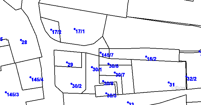 Parcela st. 145/7 v KÚ Frymburk, Katastrální mapa