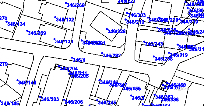 Parcela st. 346/292 v KÚ Frymburk, Katastrální mapa