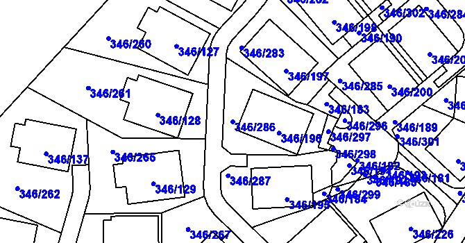 Parcela st. 346/286 v KÚ Frymburk, Katastrální mapa