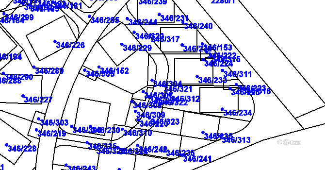 Parcela st. 346/321 v KÚ Frymburk, Katastrální mapa