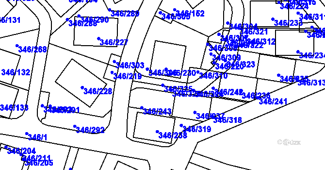 Parcela st. 346/325 v KÚ Frymburk, Katastrální mapa