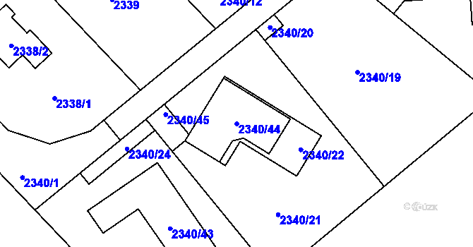 Parcela st. 2340/44 v KÚ Frymburk, Katastrální mapa