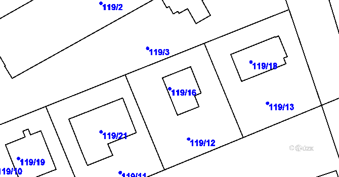 Parcela st. 119/16 v KÚ Frymburk, Katastrální mapa