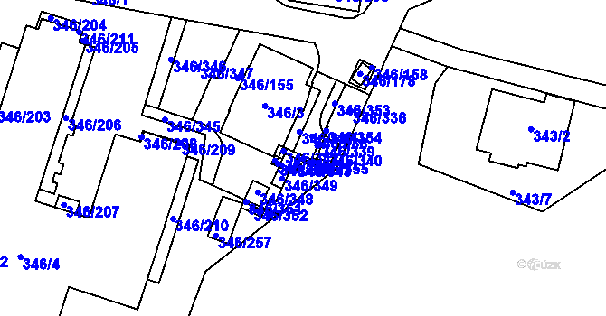 Parcela st. 346/341 v KÚ Frymburk, Katastrální mapa