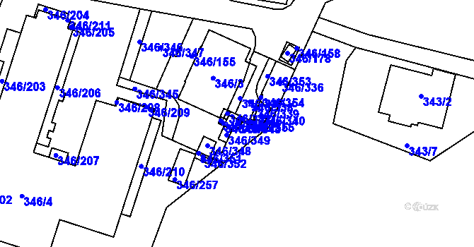 Parcela st. 346/343 v KÚ Frymburk, Katastrální mapa