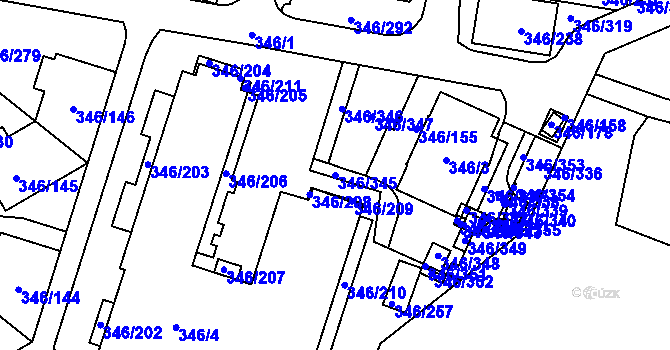 Parcela st. 346/345 v KÚ Frymburk, Katastrální mapa