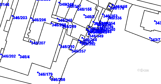 Parcela st. 346/352 v KÚ Frymburk, Katastrální mapa