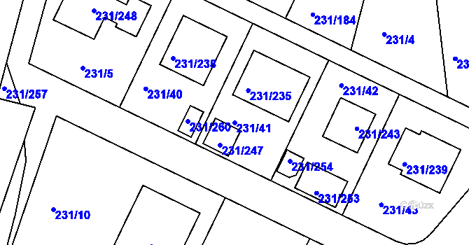 Parcela st. 231/41 v KÚ Frymburk, Katastrální mapa