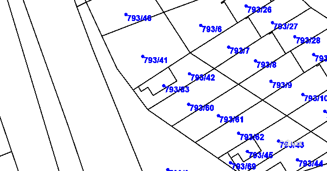 Parcela st. 793/83 v KÚ Frymburk, Katastrální mapa