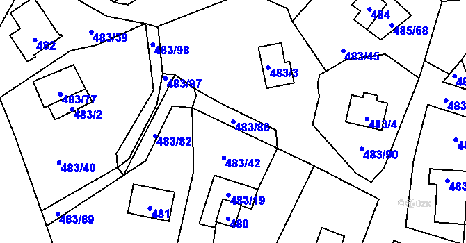 Parcela st. 483/88 v KÚ Frymburk, Katastrální mapa