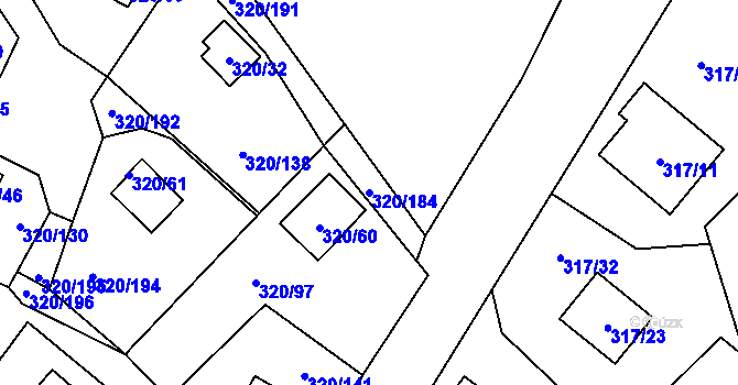 Parcela st. 320/184 v KÚ Frymburk, Katastrální mapa