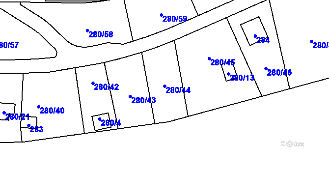 Parcela st. 280/44 v KÚ Frymburk, Katastrální mapa