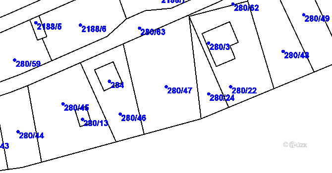 Parcela st. 280/47 v KÚ Frymburk, Katastrální mapa
