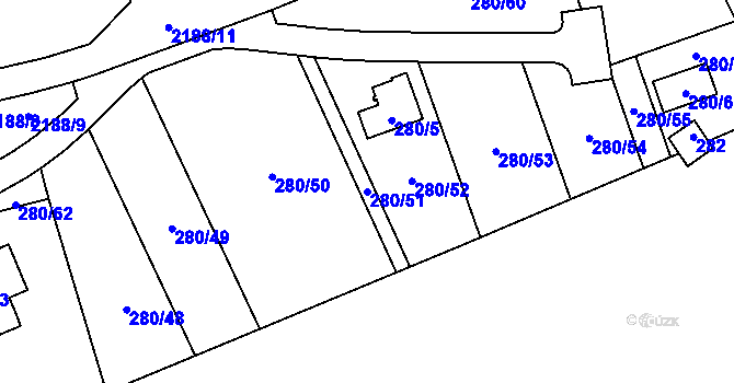 Parcela st. 280/51 v KÚ Frymburk, Katastrální mapa