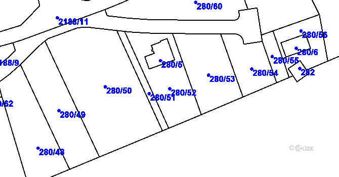 Parcela st. 280/52 v KÚ Frymburk, Katastrální mapa