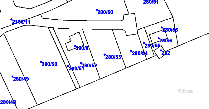Parcela st. 280/53 v KÚ Frymburk, Katastrální mapa