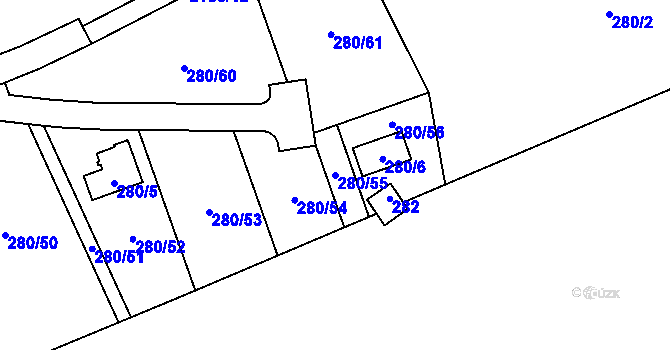 Parcela st. 280/55 v KÚ Frymburk, Katastrální mapa