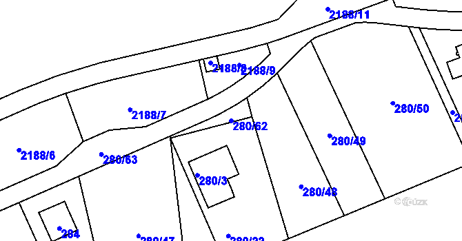 Parcela st. 280/62 v KÚ Frymburk, Katastrální mapa