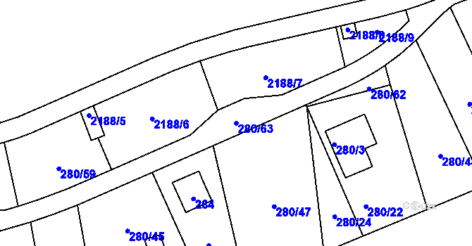 Parcela st. 280/63 v KÚ Frymburk, Katastrální mapa