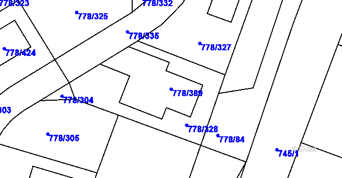 Parcela st. 778/389 v KÚ Frymburk, Katastrální mapa