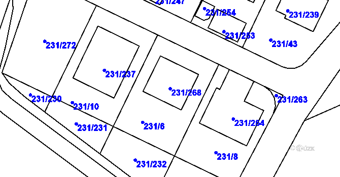 Parcela st. 231/268 v KÚ Frymburk, Katastrální mapa