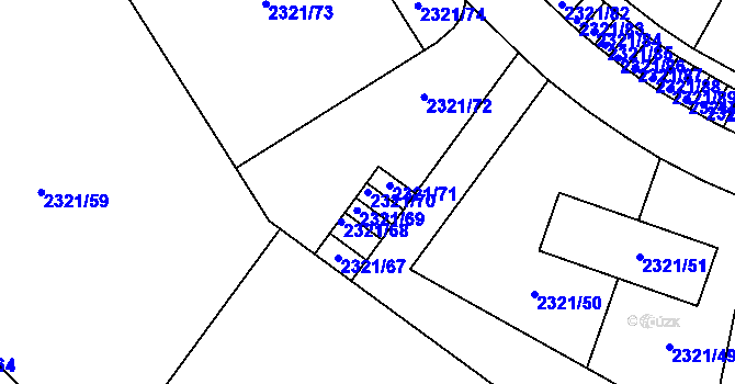 Parcela st. 2321/70 v KÚ Frymburk, Katastrální mapa