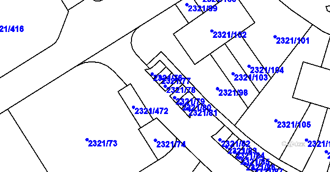 Parcela st. 2321/78 v KÚ Frymburk, Katastrální mapa