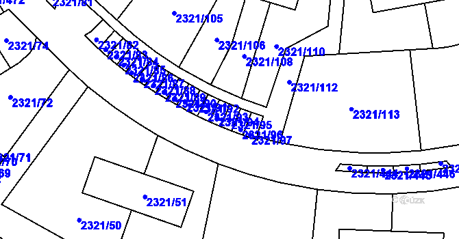 Parcela st. 2321/95 v KÚ Frymburk, Katastrální mapa