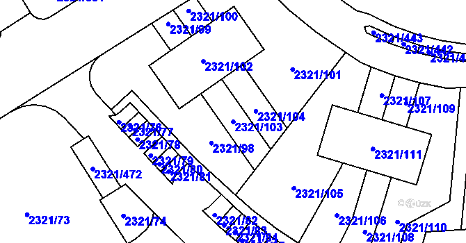 Parcela st. 2321/103 v KÚ Frymburk, Katastrální mapa