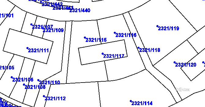 Parcela st. 2321/117 v KÚ Frymburk, Katastrální mapa