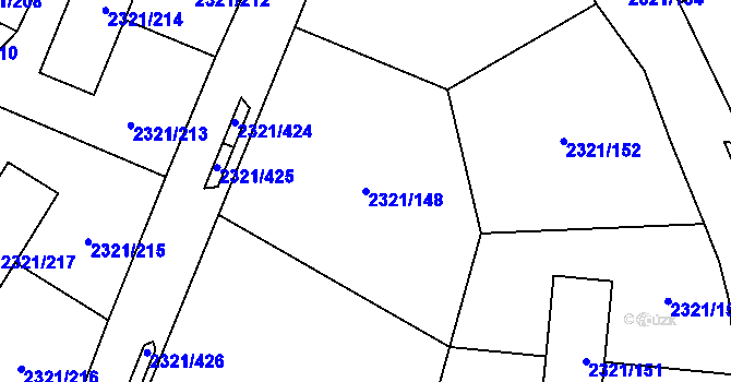 Parcela st. 2321/148 v KÚ Frymburk, Katastrální mapa