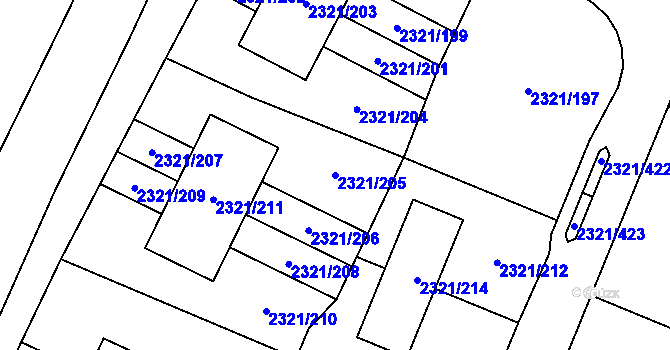 Parcela st. 2321/205 v KÚ Frymburk, Katastrální mapa