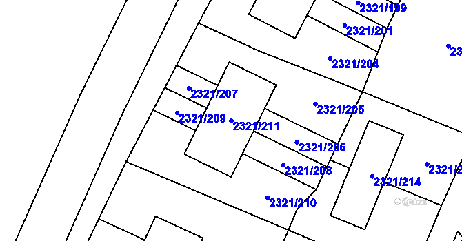 Parcela st. 2321/211 v KÚ Frymburk, Katastrální mapa