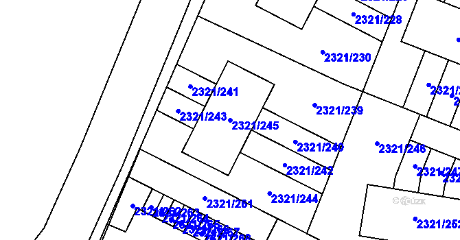 Parcela st. 2321/245 v KÚ Frymburk, Katastrální mapa