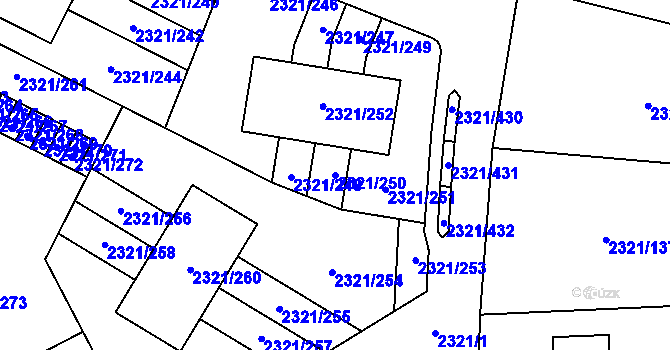 Parcela st. 2321/250 v KÚ Frymburk, Katastrální mapa