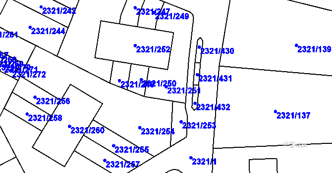 Parcela st. 2321/251 v KÚ Frymburk, Katastrální mapa