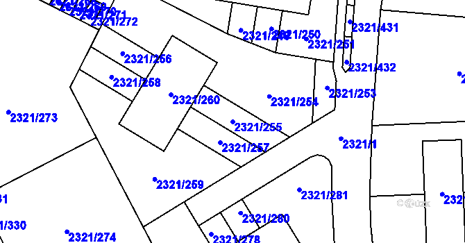 Parcela st. 2321/255 v KÚ Frymburk, Katastrální mapa