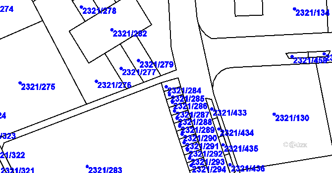 Parcela st. 2321/284 v KÚ Frymburk, Katastrální mapa